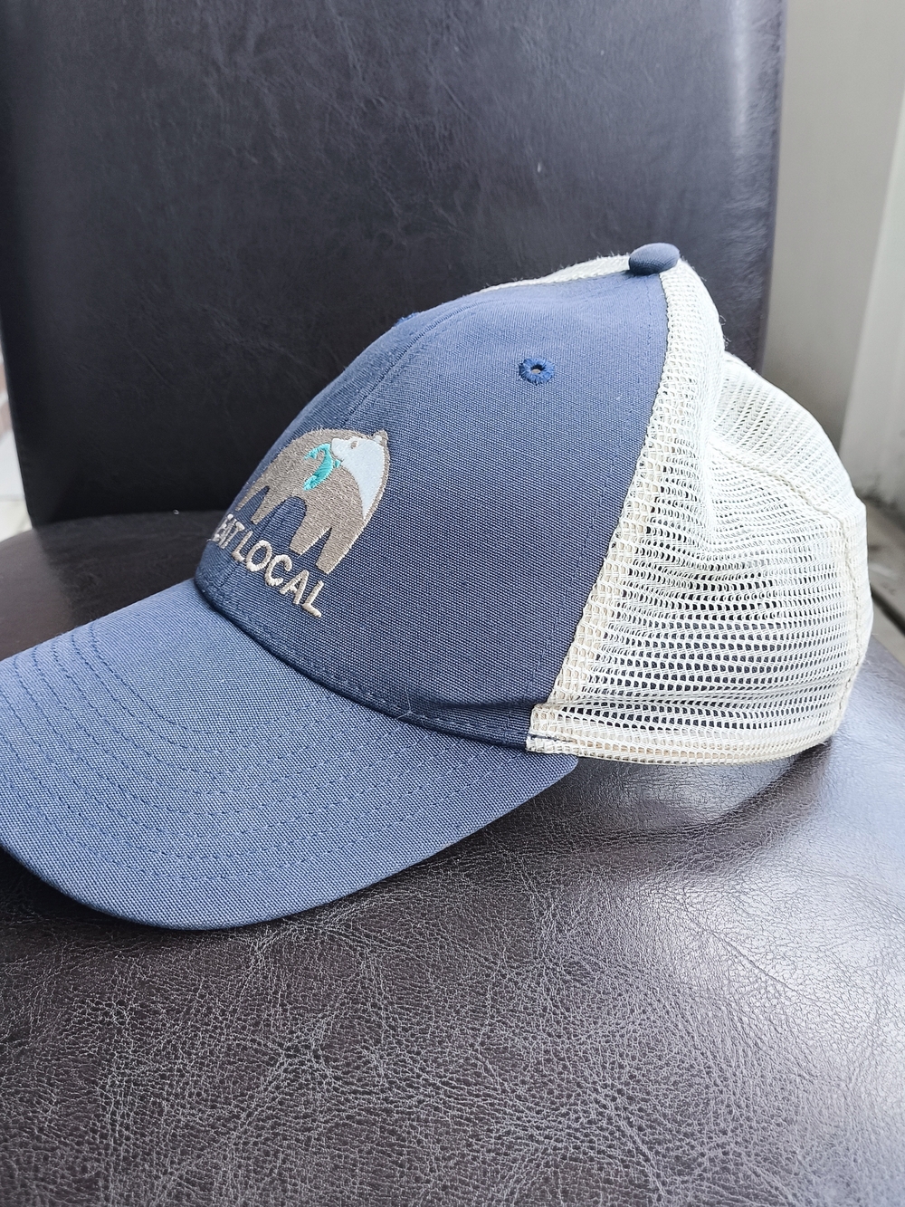 Patagonia Eat Local Bear Snapback Trucker Hat Adjustable Washed Onesize EUC